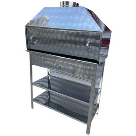 Resim Paslanmaz Kömürlü Mangal Dik Bacalı 40 X 90 Kapaklı Barbekü 