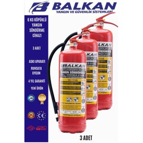 Resim 6 Kg Ruhsata Uygun 4 Yıl Köpüklü Yangın Tüpü 3 Adet 