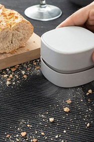 Resim TechnoStation Pratik Mini Masa Üstü Pilli Süpürge Masa Üzeri Kırıntı Temizleme Robotu Beyaz 