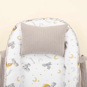 Resim Babynest ve Yastık - Çift Taraflı - Gri Örgü - Gri Tavşan 