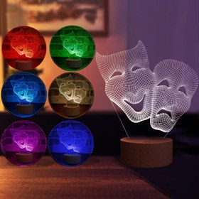 Resim Tiyatro Maskesi Figürlü Dekoratif Hediye Led Masa Lambası | BYLAMP 