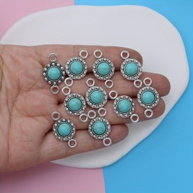 Resim 10 Adet Küçük İşletme Malzemeleri Çinko Alaşımlı Etnik Tarz Bohem Antika Gümüş Beyaz Pembe Mavi Kalp Çiçek Gözlü Kolye/Küpeler DIY Takı Yapımı için Bağlantı Pandantif 