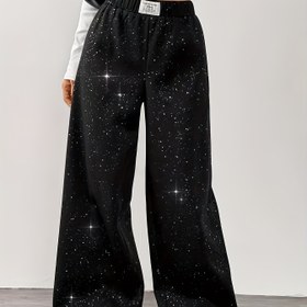 Resim Kadınlar için Yıldızlı Gece Kedi Kulak Tasarımı Rahat Pantolon - Yüksek Bel, Bol Kesim, Uzun Boy, Polyester Karışımı, Bahar/Yaz Gezileri için Mükemmel, Sevimli Pantolon 