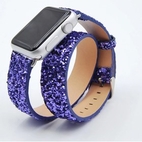 Resim Ally Apple Watch 7-8 45mm 6-5-4 44mm Çift Tur Deri Sim Işlemeli Kordon 3-2-1 42mm 