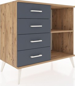 Resim Hyperion Şifonyer Tek Raflı 4 Çekmeceli 88x44x80 Çam-çam/antrasit Çam/antrasit 