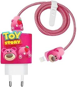 Resim Microsonic Apple iPhone Kablo Koruyucu ve Şarj Adaptör için Kılıf Cartoon Figürlü Silikon Crtn-Fgr-Ty-Stry-Pmb [Universal ile Uyumlu Kılıf - Pembe - Sarı] 