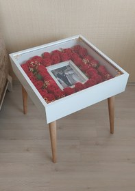 Resim Verda Çerçeve Fotoğraf Bölümlü İsimli Anı Sehpası! Özel Gün Çiçekleriniz İçin Yan Sehpa! Gül Sehpası!Çiçek Sehpası 