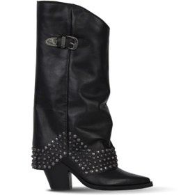 Resim Bueno Shoes Siyah Deri Kadın Topuklu Çizme 39wc2376 