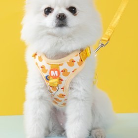 Resim 1 adet Karikatür Ördek Evcil Hayvan Kama + 150cm Tasma - Küçük Köpek Rahat Seyahat Seti, Oyuncağa Uygun Ördek Tasarımı, Elde Yıkanabilir, Evcil Hayvan Ekipmanı | Eğlenceli Evcil Hayvan Aksesuarları | Ayarlanabilir Askı, Köpek Tasma, Pil Olmadan 