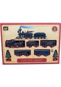 Resim Vintage Tren Seti Klasik Buharlı Tren Raylı Oyuncak Tren Kutulu 