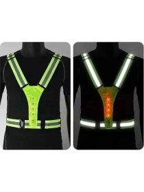 Resim Reflektif Işıklı Yelek Kırmızı Fosforlu Neon Bisiklet, Motosiklet,scooter Gece Ikaz Uyarı Reflektör Yelek 