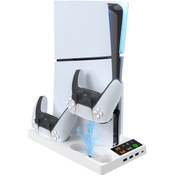 Resim Ps5 Slim İplay Ha-8006 Konsolu İçin Çok Fonksiyonlu Soğutma Yuvası Kolu Çift Şarj Standı Kolu Kulaklık Düzenleyici Beyaz 