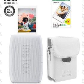 Resim Fujifilm Instax Mini Link 3 Beyaz Akıllı Telefon Yazıcısı Beyaz Çanta ve 20'li Film 