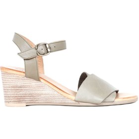 Resim Bueno Shoes Yeşil Deri Kadın Dolgu Topuklu Sandalet 01wq8601 