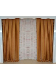 Resim Koyu Hardal Renk Fon Kadife Perde Çift Kanat 1/3 Sık Pileli Dikim V-17 Koyu Hardal 