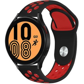Resim Samsung Gear S2 (20mm) Uyumlu Kordon Silikon Esnek Yumuşak Delikli Spor KRD-02 Kayış Siyah-Kırmızı 
