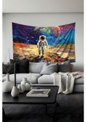 Resim Kozmik Astronot Desenli Duvar Halısı Duvar Örtüsü Tapestry Süet Dokulu Kumaş 