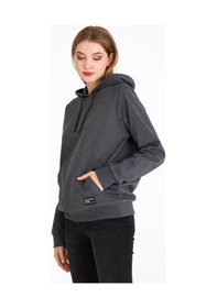 Resim MMetalic Kadın Antrasit Kapüşonlu Basic Örme Sweatshirt 