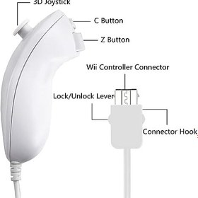 Resim Nunchuk Controller for Wii, 2 Packs Nunchuk Video Game Controller Joystick Remote, Nunchuk Controller Compatible for Wii Wii U Console, Left and Right Hand Game Controller (White) 