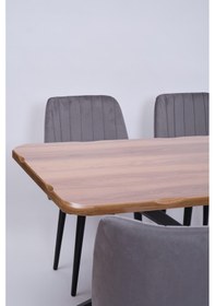 Resim Kütük Milano Mdf Mutfak Masa Sandalye Takımı 90x160 Ceviz 