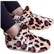 Resim Kadın Kahverengi Leopar Desenli İçi Polar Pelüş Panduf 001 