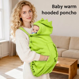 Resim Çocuklar İçin Karikatür Dinozor Bel Taburesi ve Sıcak Pelerin, Çok Fonksiyonlu Ön Taşımalı Rüzgar Geçirmez Mantar - Evde ve Dışarıda Soğuk Koruma Battaniyesi Olarak Kullanıma Uygun 