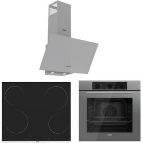 Resim Ferre Flowart Monteo Vitroseramik QBL62CPR - MS261 - D088 Elektrikli Ankastre Set Gri 