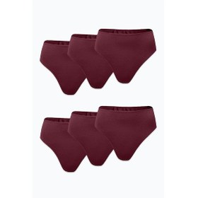 Resim Malabadi Kadın Bordo 6 Lı Paket Modal Yüksek Bel String Tanga 6m178 Bordo 