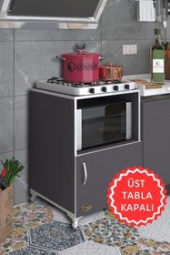 Resim Kenzlife Ocak Dolabı Revbahar Gri 85*60*56 Hazır Mutfak Klasik Set Üstü Ocak Için Arkalıksız 