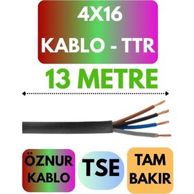 Resim Öznur 4x16 Ttr Kablo Metre Seçenekli Siyah - 13 Metre 