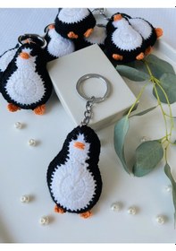 Resim Fynbos Amigurumi Penguen Figürlü El Yapımı Anahtarlık 
