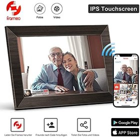 Resim 10,1 inç Dijital Fotoğraf Çerçevesi, MARVUE WLAN Elektronik Resim Çerçevesi, IPS Dokunmatik Ekran, Ebeveynler/Çiftler/Arkadaşlar/Aile için Hediye, 16 GB Bellek, Ahşap Efekti 