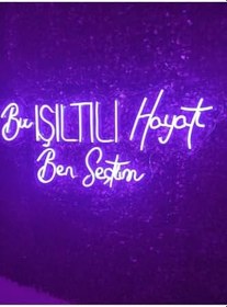 Resim Bu Işıltılı Hayatı Ben Seçtim Yazılı Neon Led Aydınlatma Tabela Güzellik Merkezi Dekorasyon 80x40 Cm Mor, ışıktıtek 