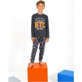 Resim Vitmo Erkek Çocuk Uzun Kollu Pamuklu Pijama Takımı West Coast Antrasit 