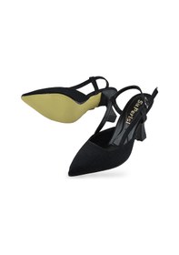 Resim Ispartalılar 1088 Arkası Açık Kadın Topuklu Ayakkabı 8,5 Cm Siyah Simli Abiye Düğün Nişan Kına Gecesi Siyah 