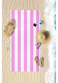 Resim Çizgili Dijital Baskılı 75x150 Cm Plaj Havlusu LİLA 