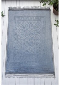 Resim Yumuşak Kadife Dokulu Peluş Seccade Mavi Mavi 