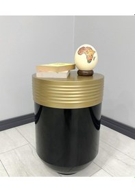 Resim Elegant Dekoratif Eskitme Darbuka Parlak Siyah Sehpa 60cm 