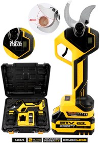 Resim ASSUR 21V Çift Akülü 40 mm Ağaç Odun Dal Kesme Makinesı Şarjlı Dijital Budama Makası Sarı 