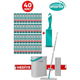 Resim Smarter Tüy Toplayıcı 40 Adet Yedek Rulo Aparat ve Aqua Star Yedekli Mop Paspas 