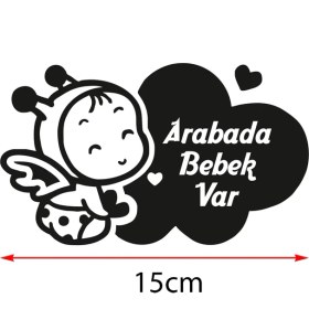 Resim New Jargon Arabada Bebek Var Yazısı ve Melek Stickeri Yapıştırması 15X9CM 