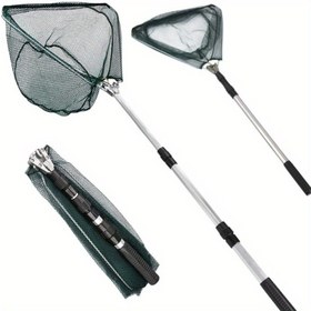 Resim 1 adet Taşınabilir Alüminyum Alaşımlı Balık Ağı ile Teleskopik Sap - 150/190cm Katlanabilir, Ayarlanabilir ve Hidrolik Tasarım Tatlısu & Tuzlu Su Balığı, Kano, Uçan Balıkçılık ve Daha Fazlası İçin - Dayanıklı PA/Naylon Ağ & Hafif Alüminyum Yapı, Balıkçılık Malzemesi 