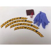 Resim Bombtire Motosiklet 3D Lastik Yazısı Michelin Full Sarı Alman Yapıştırıcı 
