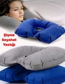Resim IşıkTicarett Gri Oto Seyahat Yastığı Araç Şişme Yolculuk Yastığı Şişme Yastık - Gri - 1 adet 