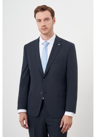 Resim Morven Erkek Lacivert Yünlü Platinium 4-drop Dynamic Fit Mono Yaka Takım Elbise Lacivert 