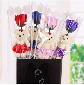 Resim Gül Kırmızısı Tek Ayı Gül Çiçeği Sabunu Çiçek Doğum Günü Simülasyonu Sabun Çiçeği Etkinliği Küçük Ödül 