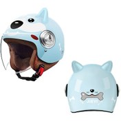 Resim Airron Eternal Luck Çocuk Karikatür Açık Motosiklet Emniyet Kaskı Mavi 