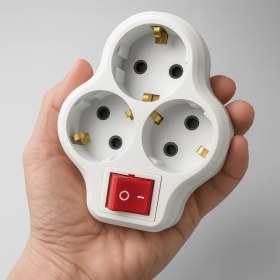 Resim 3'lü Beyaz Grup Priz Golyat Düğmeli Fiş Kablosuz Açma Kapamalı Anahtarlı Topraklı Çoklu Çoğaltıcı 