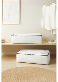 Resim Ocean Home Textile 2'li Mega Boy Lacivert Fermuarlı Beyaz Renk Stuff & Things Baza Altı Hurç Set 74 X 46 X 22 Cm Beyaz 