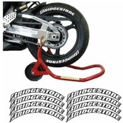 Resim Gogo 8 Adet Bridgestone Motosiklet Ve Otomobil Uyumlu Michelin Lastik Yazısı Sticker Arma 